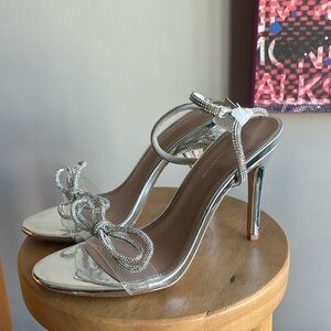 Metallic Heels with Bow Detail